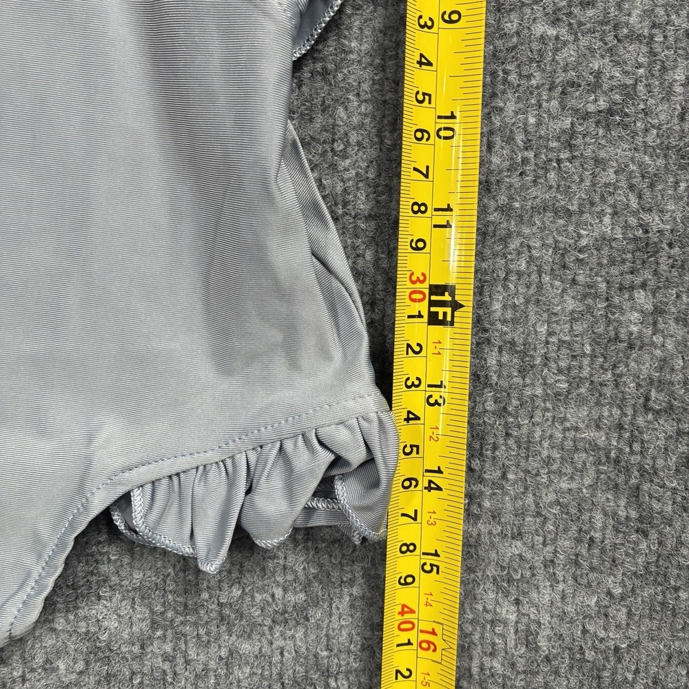 Baby Girl One Piece Swimsuit Ruffle Sleeve Bathing Suit Silver/Grey - Picture 14 of 16